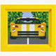 Pixel Geschenkbox mit 25 Pixel Vierecke - Gelb-Rennwagen