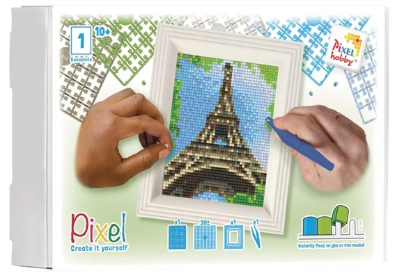 Pixel Geschenkbox mit 30 Pixel Vierecke - Der Eiffelturm