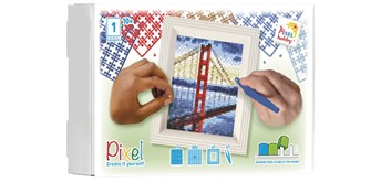 Pixel Geschenkbox mit 30 Pixel Vierecke - Golden Gate Bridge