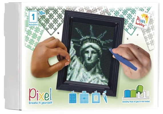 Pixel Geschenkbox mit 30 Pixel Vierecke - Statue of Liberty