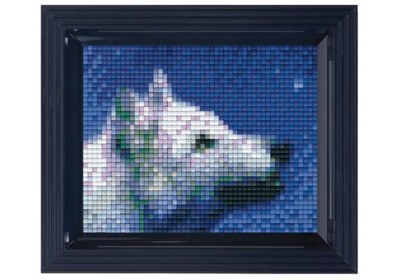 Pixel Geschenkbox mit 37 Pixel Vierecke - Wolf