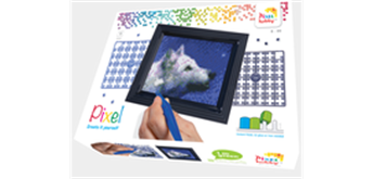 Pixel Geschenkbox mit 37 Pixel Vierecke - Wolf