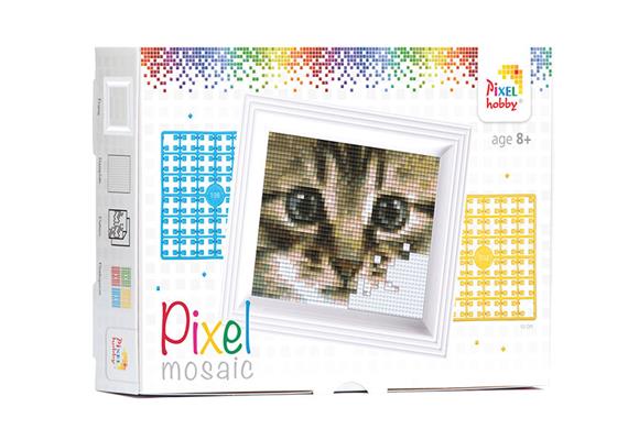 Pixel Geschenkverpackung - Katze mit Rahmen