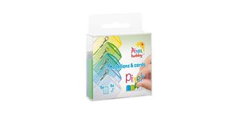 Pixel Set mit 5 Medaillon und Farbkordeln grün - blau mix transparent