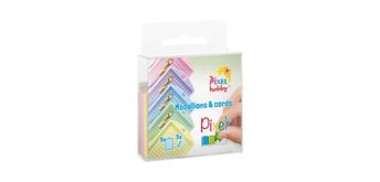 Pixel Set mit 5 Medaillon und Farbkordeln pastellfarben transparent