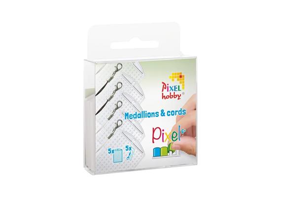 Pixel Set mit 5 Medaillon und Farbkordeln transparent