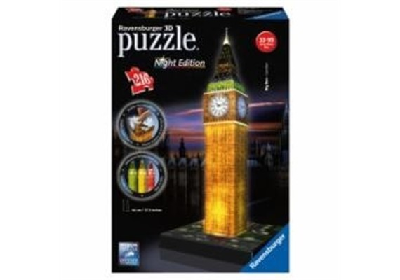 Puzzle 3D Big Ben bei Nacht, 216 Teile, Kunststoff,