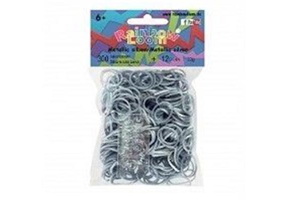 Rainbow Loom® Silikonbänder metallic silber