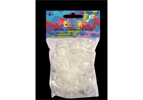 Rainbow Loom® Silikonbänder metallic weiss