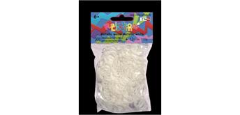 Rainbow Loom® Silikonbänder metallic weiss