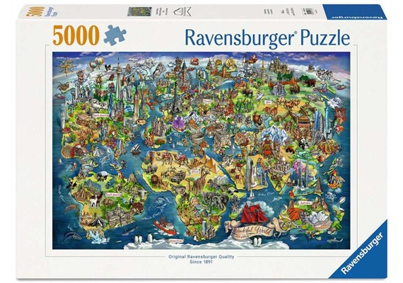 Ravensburger 01738 Puzzle Weltkarte mit Sehenswürdigkeiten