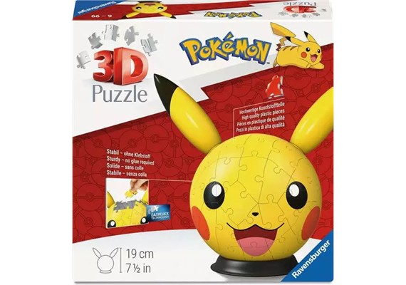 Ravensburger 08076 Puzzle-Ball Pokemon Pikachu mit ansteckbaren Ohren