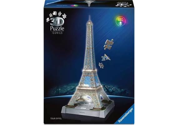 Ravensburger 3D Puzzle Iconics 08024: Eiffelturm - mit Licht