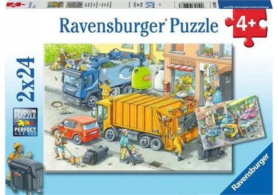 Ravensburger Puzzle 05096 Müllabfuhr und Abschleppwagen 2 x 24 Teile