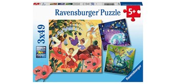 Ravensburger Puzzle 05181 Einhorn, Drache und Fee 3 x 49 Teile