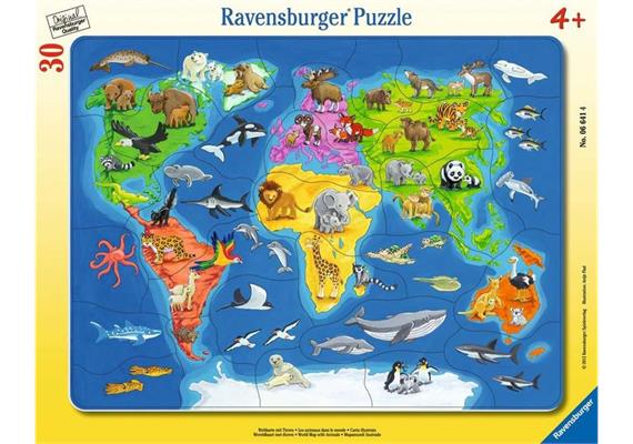 Ravensburger Puzzle 06641 Weltkarten mit Tieren