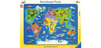 Ravensburger Puzzle 06641 Weltkarten mit Tieren