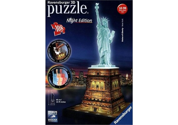 Ravensburger Puzzle 12596 3D Freiheitsstatue bei Nacht 108 Teile