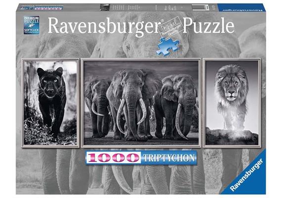 Ravensburger Puzzle 16729 Panter, Elefanten, Löwe