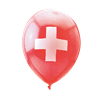 Rundballons Ø 33 cm, rot, CH-Kreuz, 20 Stück