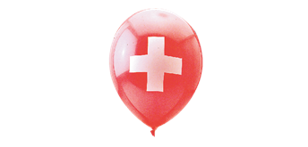 Rundballons Ø 33 cm, rot, CH-Kreuz, 20 Stück