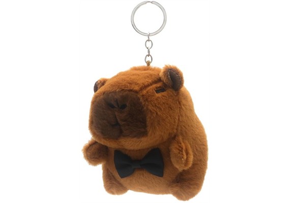 Schlüsselanhänger Plüsch Capybara mit Fliege 11 cm