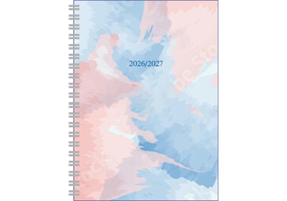 Schulagenda Pink und Blau Watercolour 2026 - 2027