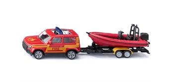 Siku 1608 Land Rover Defender mit Boot