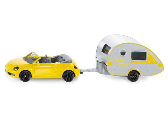 Siku 1629 - VW Beetle Cabriolet mit Wohnanhänger 1:55