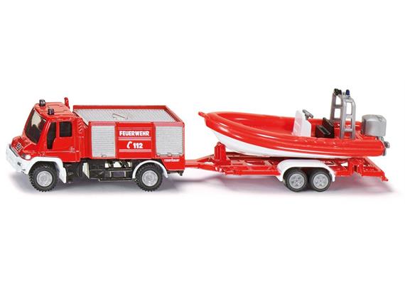 Siku 1636 - Unimog Feuerwehr mit Boot 1:87