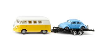 Siku 2567 VW T1 mit Anhänger und VW Käfer