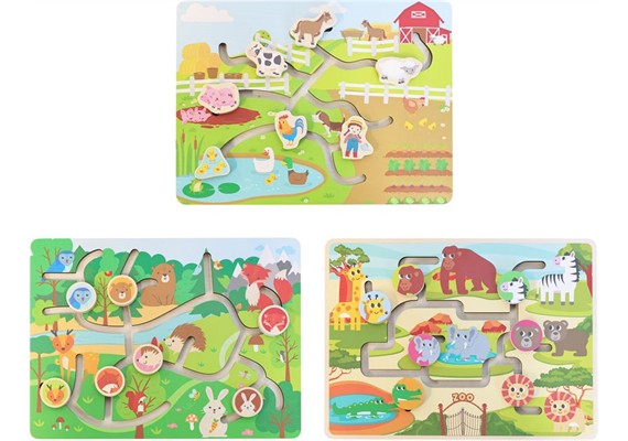 SpielMaus Holz Schiebe-Labyrinth 3-fach assortiert