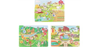 SpielMaus Holz Schiebe-Labyrinth 3-fach assortiert