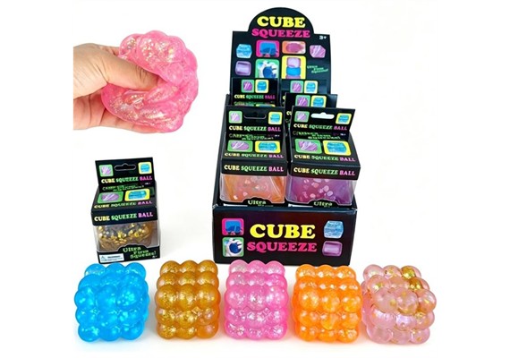 Squishy Glitzerwürfel mit Noppenblasen 1 Stück assortiert