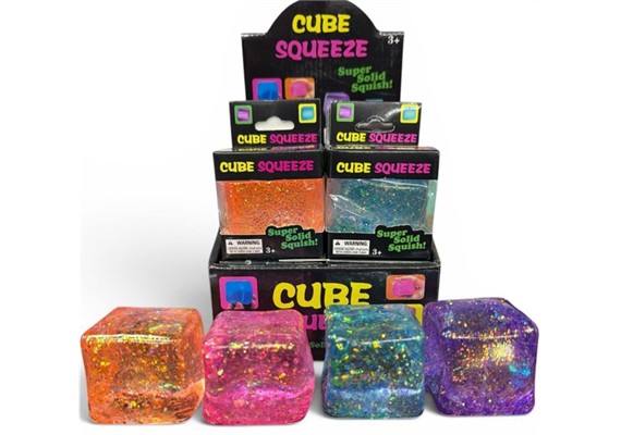 Squishy Würfel Glitter 1 Stück assortiert