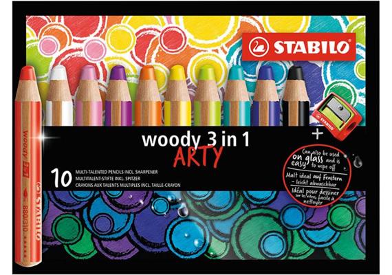 Stabilo Buntstifte woody 3in1 Arty 10er mit Spitzer