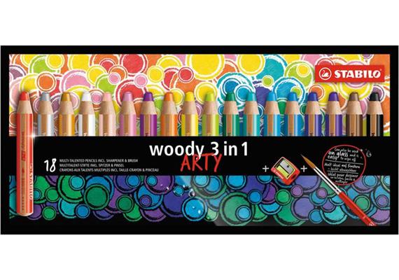 Stabilo Buntstifte woody 3in1 Arty 18er mit Spitzer