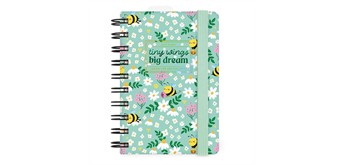 Tagesplaner für 12 Monate mit Spiralbindung - Small - 2027 - Bee -Green