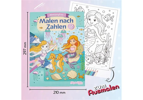 TapirElla 13056 Malbuch Malen nach Zahlen, Meerjungfrau