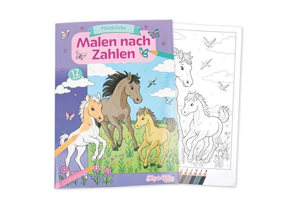 TapirElla 13057 Malbuch Malen nach Zahlen, Pferdeliebe