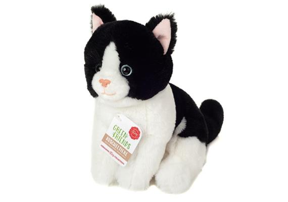 Teddy Hermann 91843 Katze sitzend schwarz-weiss 20 cm
