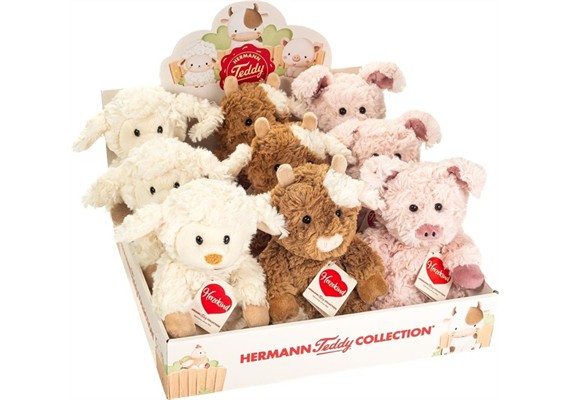 Teddy Hermann 93991 Bauernhoftier 3-fach sortiert 20 cm
