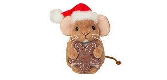 Teddy Hermann Plüsch Weihnachtsmaus mit Keks braun 11 cm