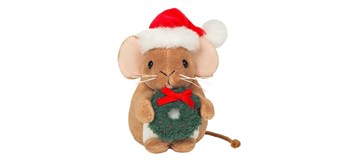 Teddy Hermann Plüsch Weihnachtsmaus mit Kranz braun 11 cm