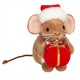 Teddy Hermann Weihnachtsmaus mit Geschenk braun 11 cm