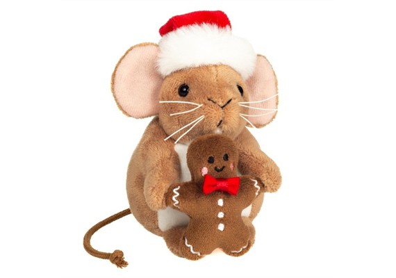 Teddy Hermann Weihnachtsmaus mit Lebkuchenmann braun 11 cm