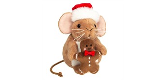 Teddy Hermann Weihnachtsmaus mit Lebkuchenmann braun 11 cm