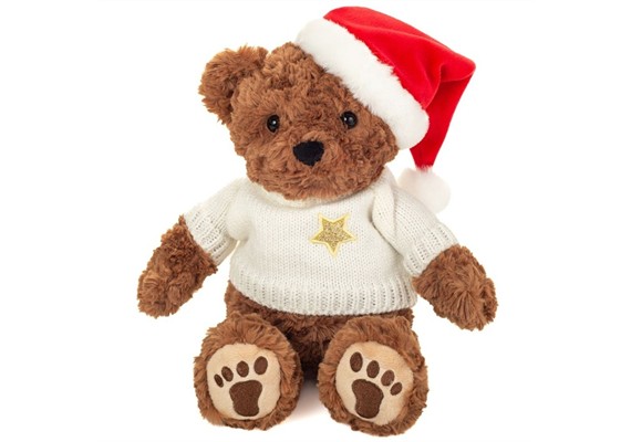Teddy Hermann Weihnachtsteddy mit Pullover braun 30 cm