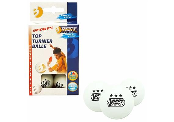 Tischtennisbälle Turnierball 3-Stern weiss Ø 40 mm 6 Stück