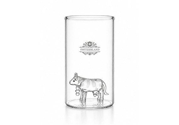 Trauffer 0603 Wasserglas mit Trauffer Kuh Switzerland 350ml
